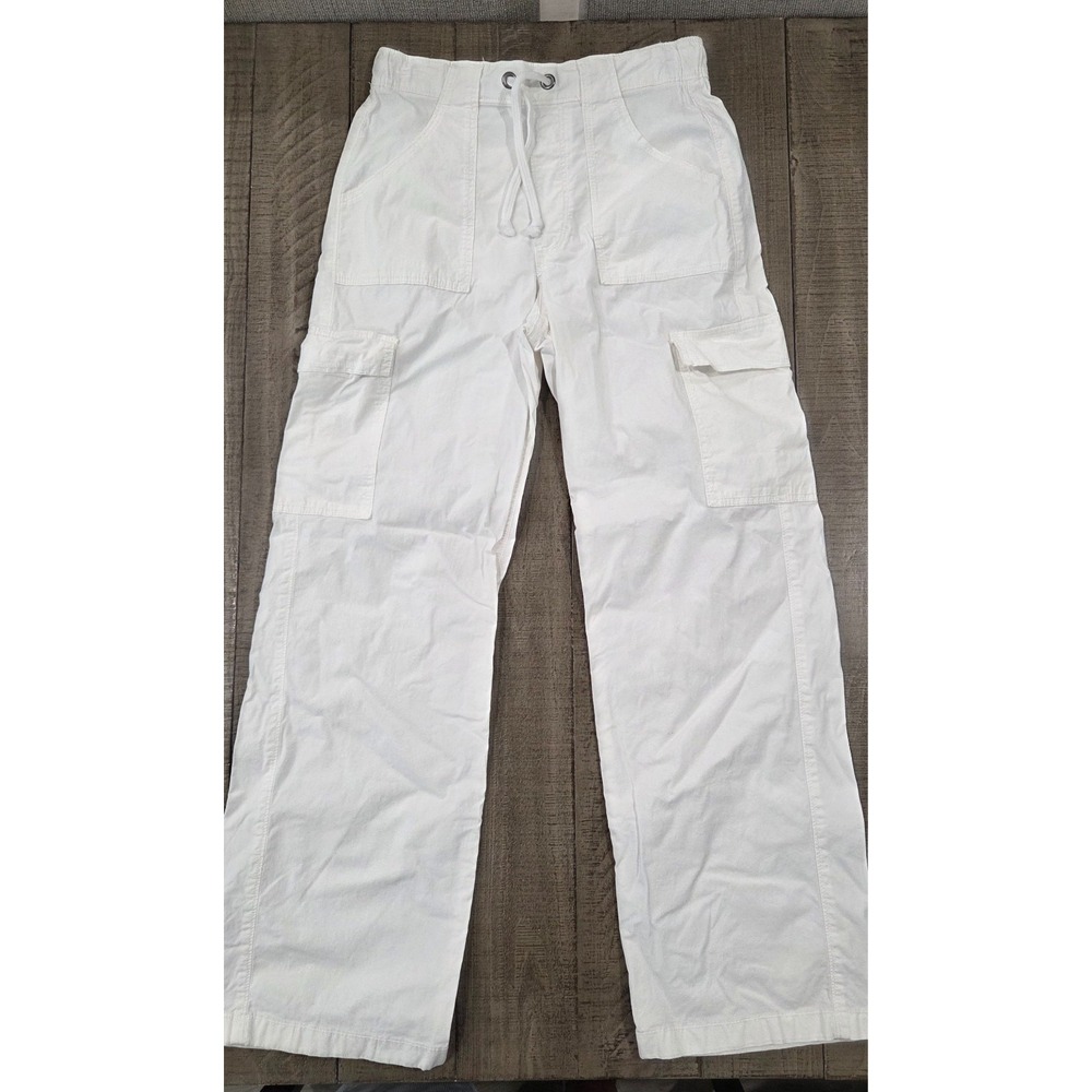 Hollister Womens Adjustable Rise Baggy Pants White Cargo Wide Leg Small